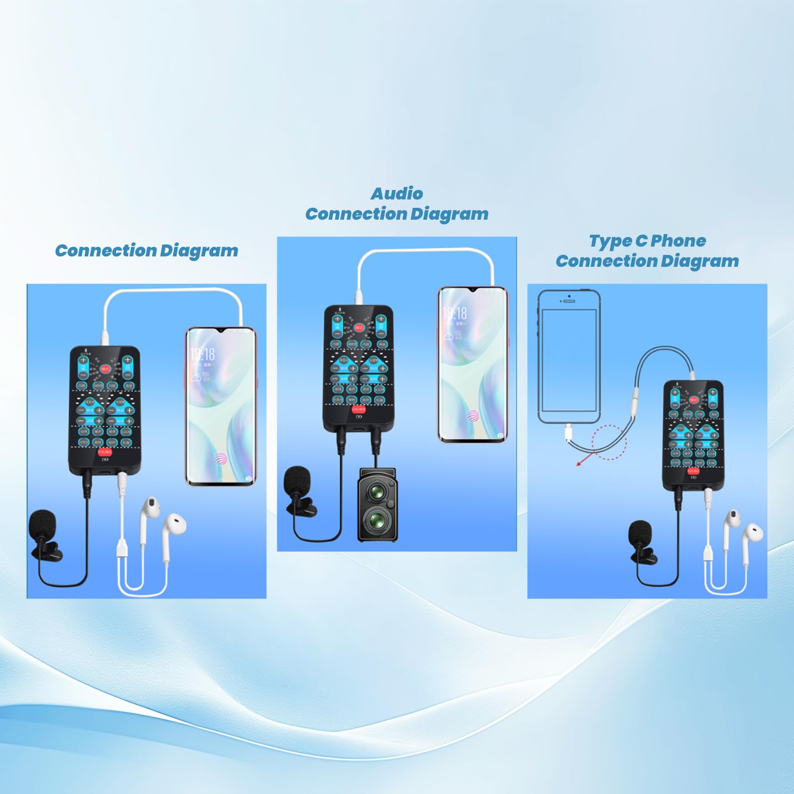 Mini Changeur De Voix, 8 Effets Sonores Prenant en Charge Plusieurs Langues, Carte Son Portable pour Diffusion en Direct, Téléphone Portable, Ordinateur