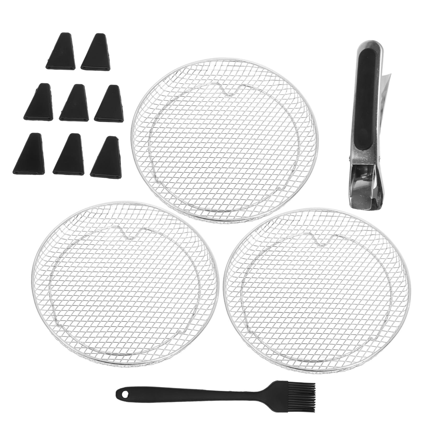 SHINEOFI 13piezas Accesorios para Freidoras De Aire Rejilla Redonda De Acero Inoxidable Apilables para Hornear Bandeja De Malla para Freidora De Aire Cesta para Cocina y Hogar