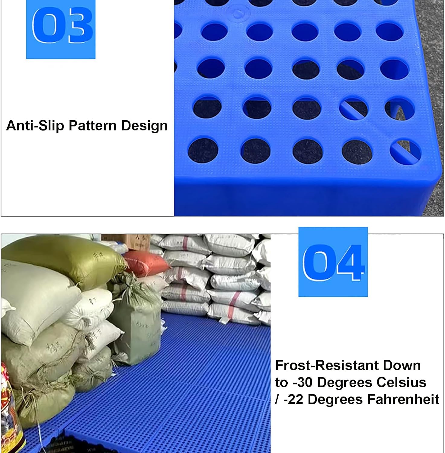 4 Pcs Round Hole Plastic Pallets for Basement Storage, Plastic Pallet Load Capacity Up to 6614LB Convenient for Splicing(White,30x3 cm/11.8x1.2 in)