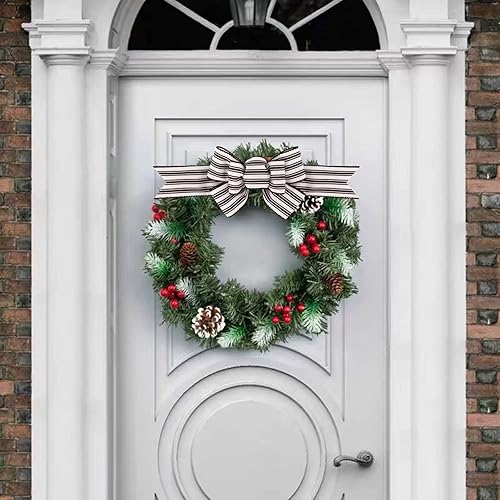 Miniatura 149 de 2 lazos de arpillera de Navidad, hechos a mano, prefabricados para coronas, adornos decorativos grandes de Navidad, decoración de árbol, lazos