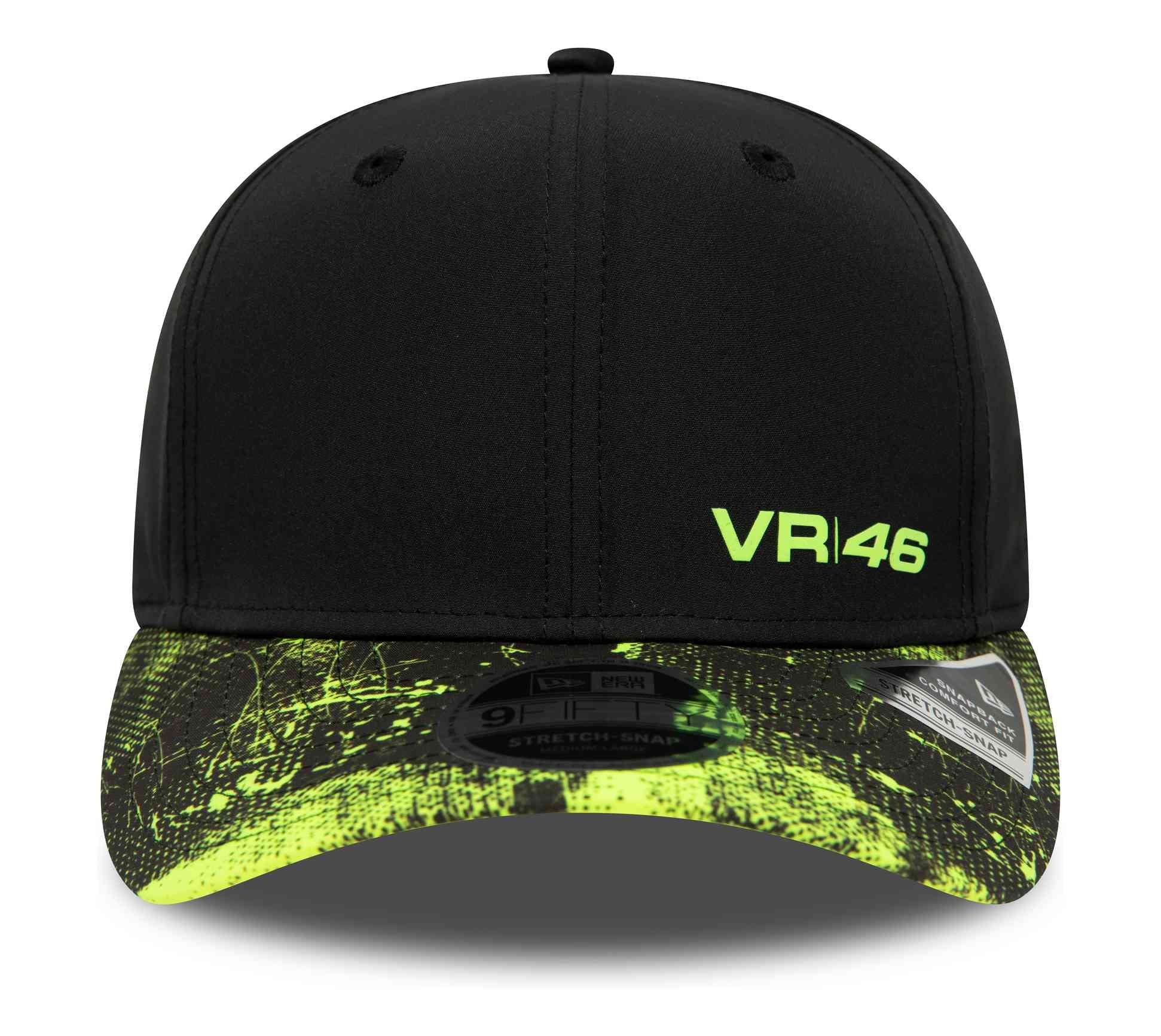 New Era Men's Black/Yellow Vr46 9Fifty Aop Stretch Snap Cap