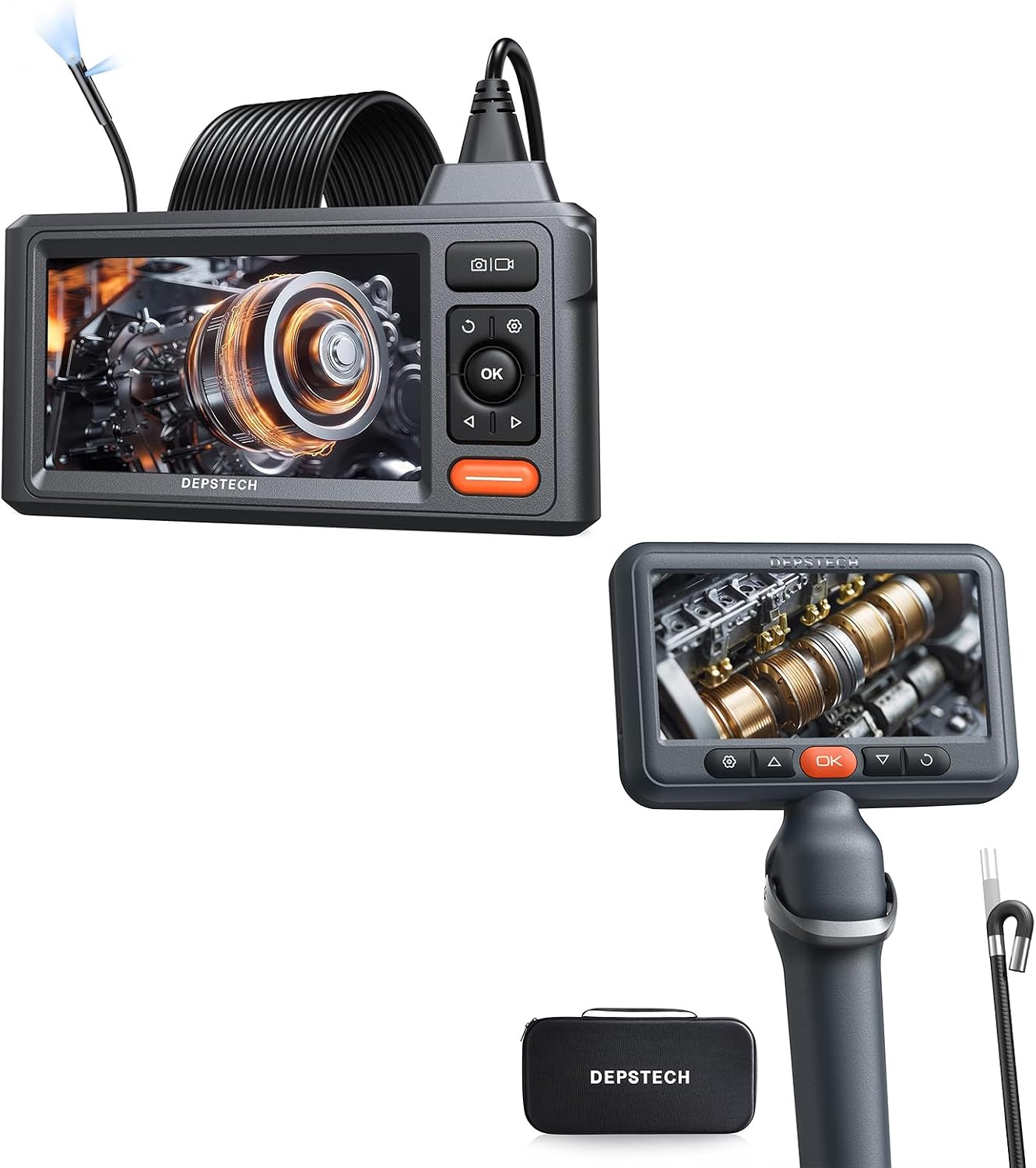 DEPSTECH DS620 Dual Lens Endoscope and DS660 Upgraded Two-Way Articulating Borescope Bundle