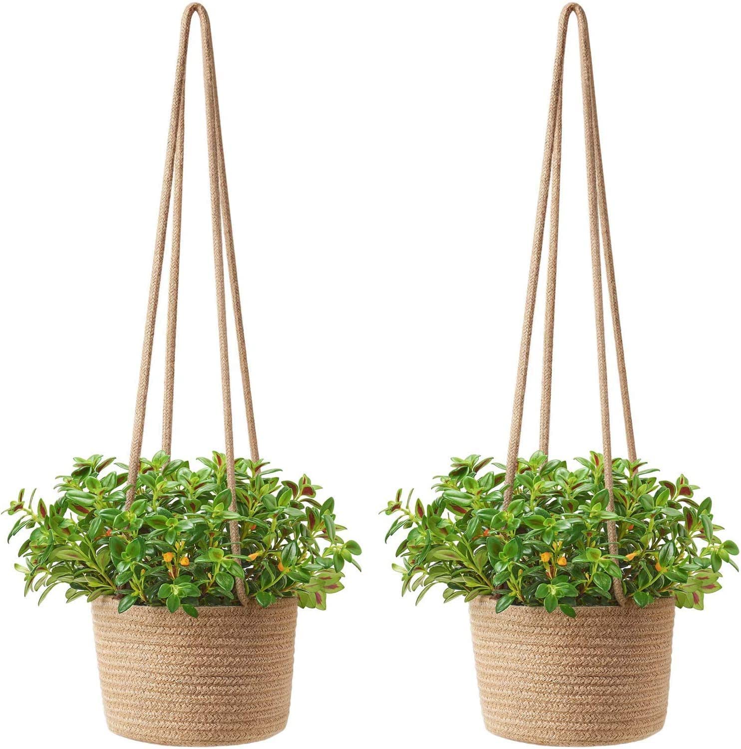 NISHOMES Modern Home Hanging Planters Jute Rope Basket, Plant Holder with Long Hanging Rope (Beige) Pack of 2 (B0C1KSL6P3) Amazon Price History, Amazon Price Tracker