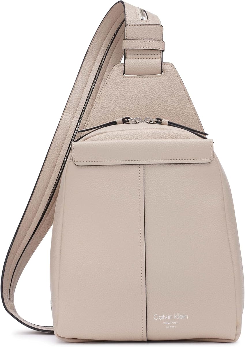 Convertible Vegan Leather Backpack, Mushroom, One Size | Women's, Convertible, Under 2 Lb, Monogram Detail, Gold Hardware, Everyday
