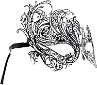 Vista 2 de IETANG - Antifaces venecianos para parejas, baile de máscaras, accesorios de disfraz o fiesta, 1 par Negro