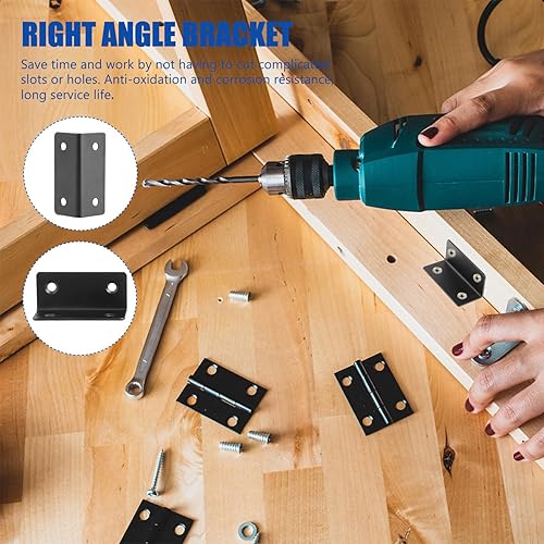 Miniatura 6 de Mobestech 4 unids en forma de L Código de esquina Soporte de esquina L Soporte de estante Accesorios de muebles Estantería de metal Soporte de