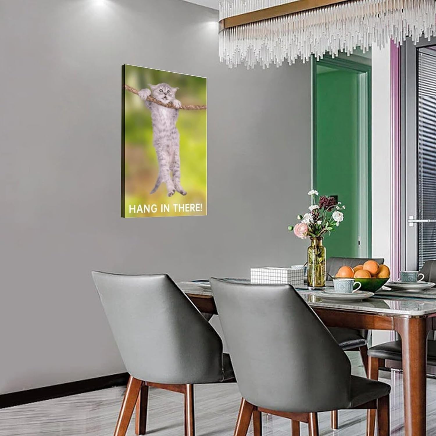 Canvas Print Wall Art Decoration Poster 1724839815335 Funny Cat Floral Print Abstract Farmhouse Gallery Aesthetic Room Decor for Bedroom Bathroom 12x18inch(30x45cm) Frame-style