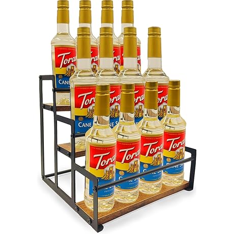 Syrup Dispenser Rack, Lavender Syrup Rack Organizer with Pump