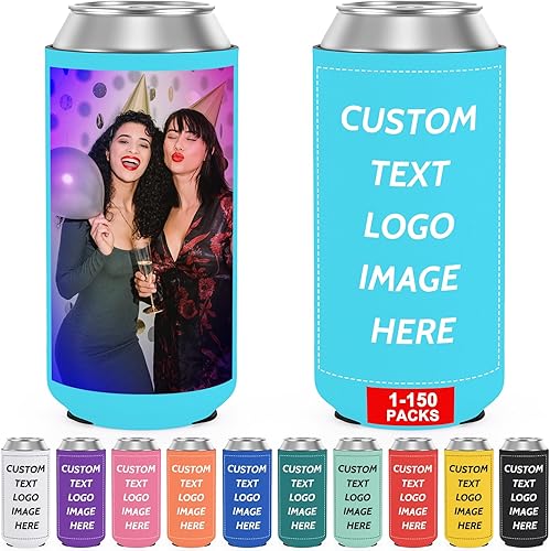 Fundas delgadas personalizadas para enfriadores de latas de neopreno a granel, soporte para botellas de bebidas con logotipo, texto de imagen, para