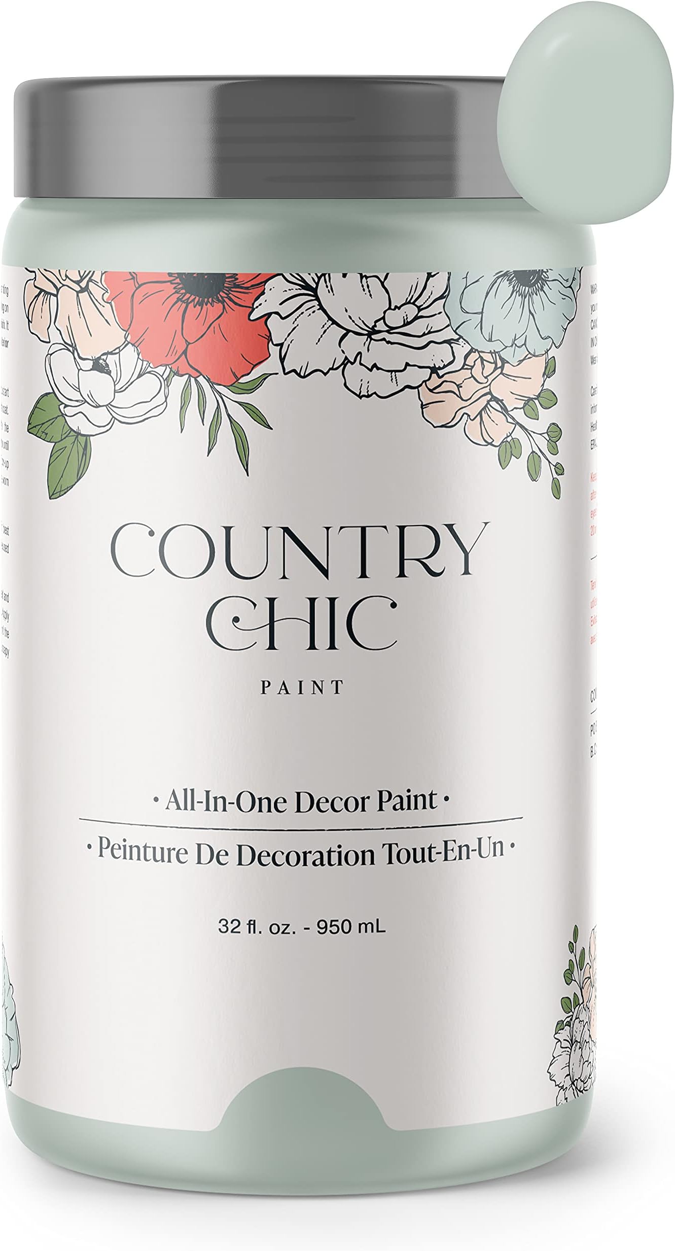 Chalk Style Paint - for Furniture, Home Decor, Crafts - Eco-Friendly - All-in-One - No Wax Needed (Happy Hour [Mint Green], Quart (32 oz))