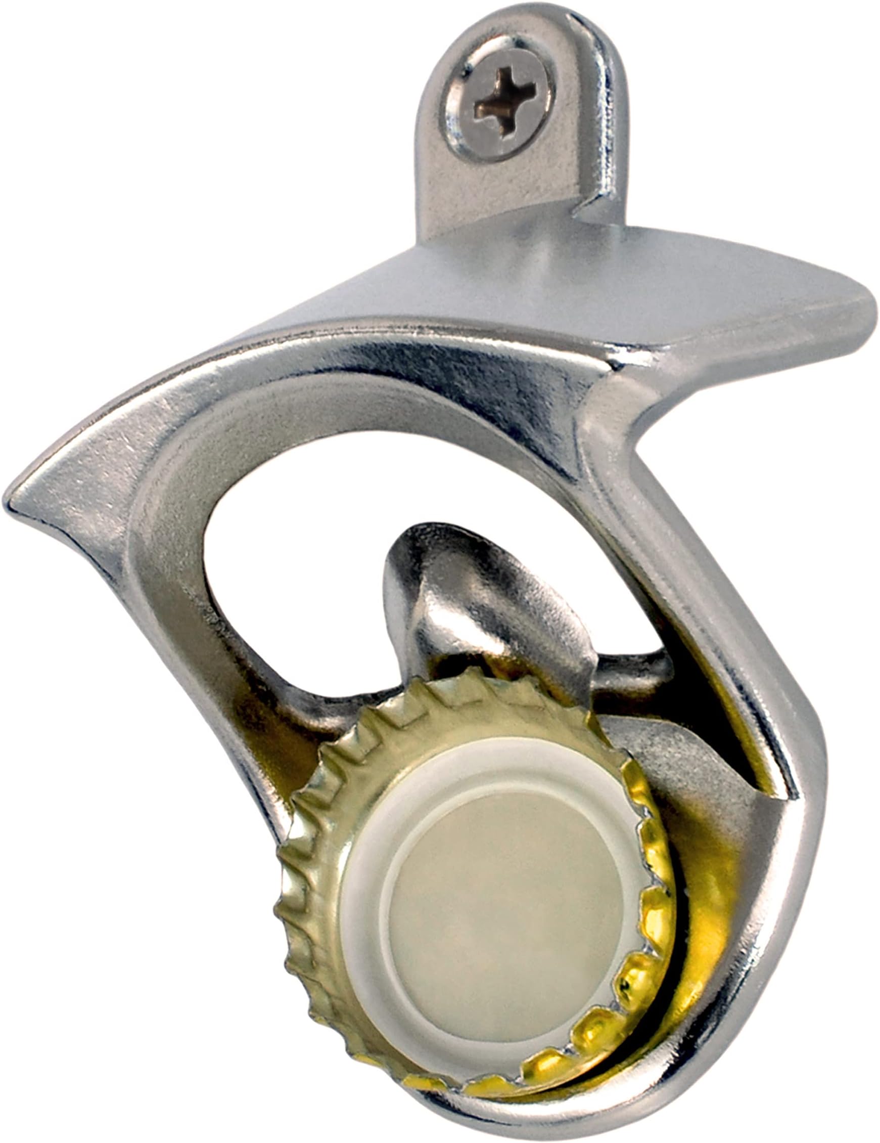 Cap Samurai Metal Beer Bottle Opener Wall Mounted with Magnetic Cap Catcher - Stainless Steel Finish for Indoor or Outdoor Use