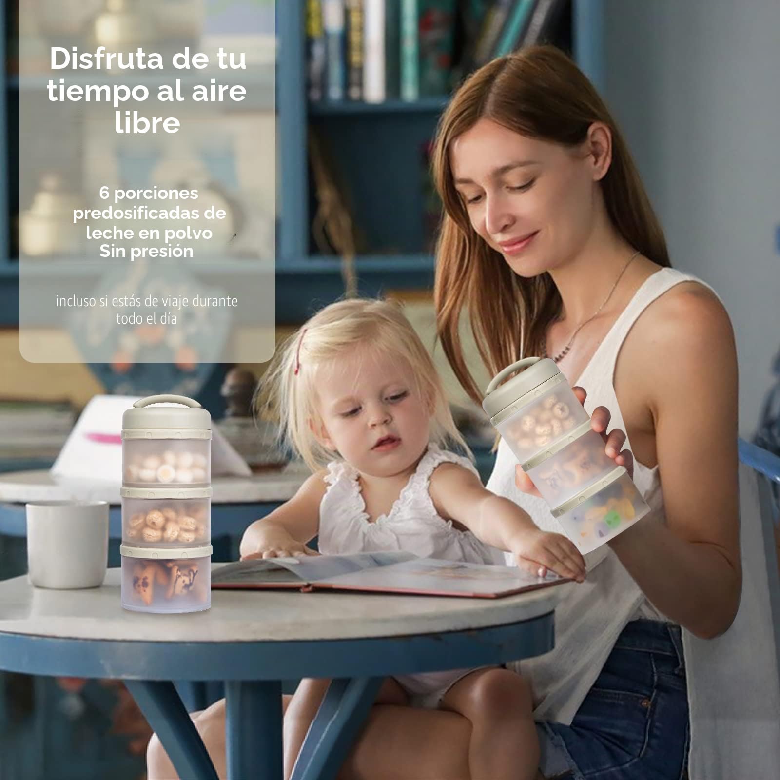 Termichy Apilable Dispensador Leche en Polvo Bebé y Cereales, 2 Paquetes (gris cálido)
