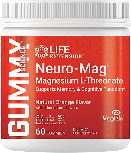 Miniatura 1 de Life Extension Gummy Science Neuro-Mag L-treonato de magnesio, soporte de memoria, pensamiento rápido, cognición, suplemento de magnesio, sin