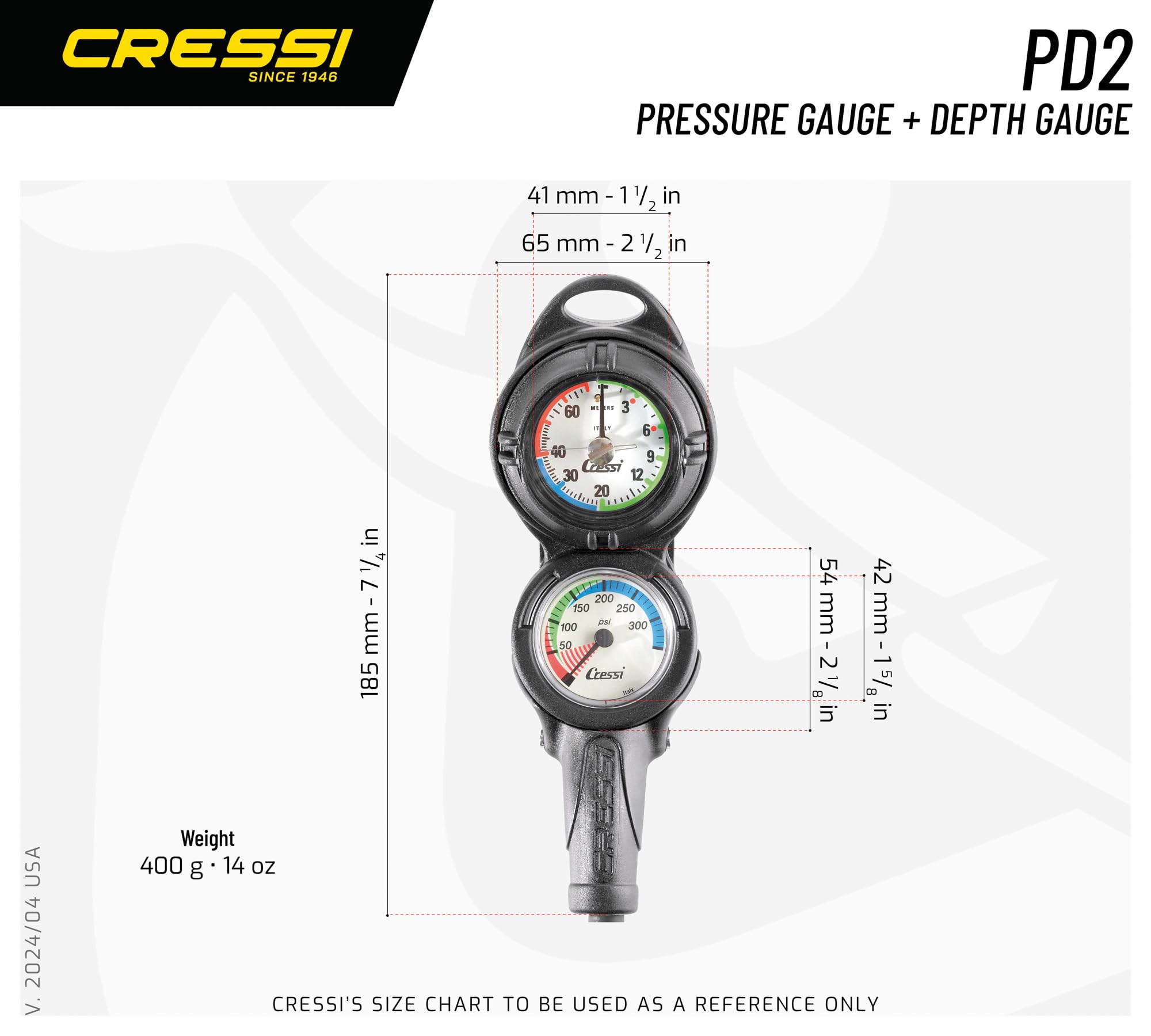 Cressi Consola PD2, negro, fluo global