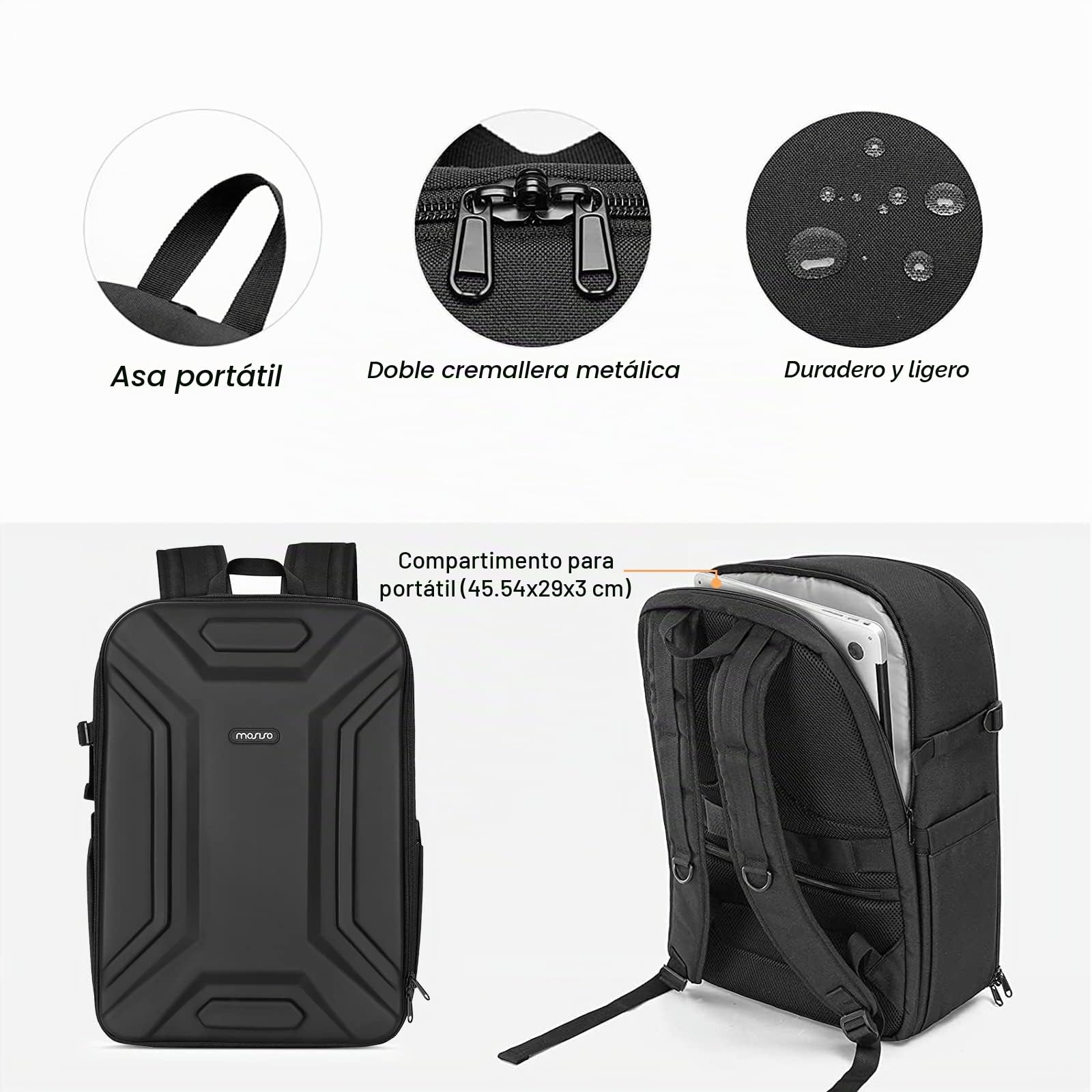 MOSISO Mochila Cámara Impermeable, Geométrica Simétrica con Soporte para Trípode y Compartimento para Portátil 15-16 pulgadas, Compatible con Canon/Nikon/Sony/DJI Mavic Drone, Negro