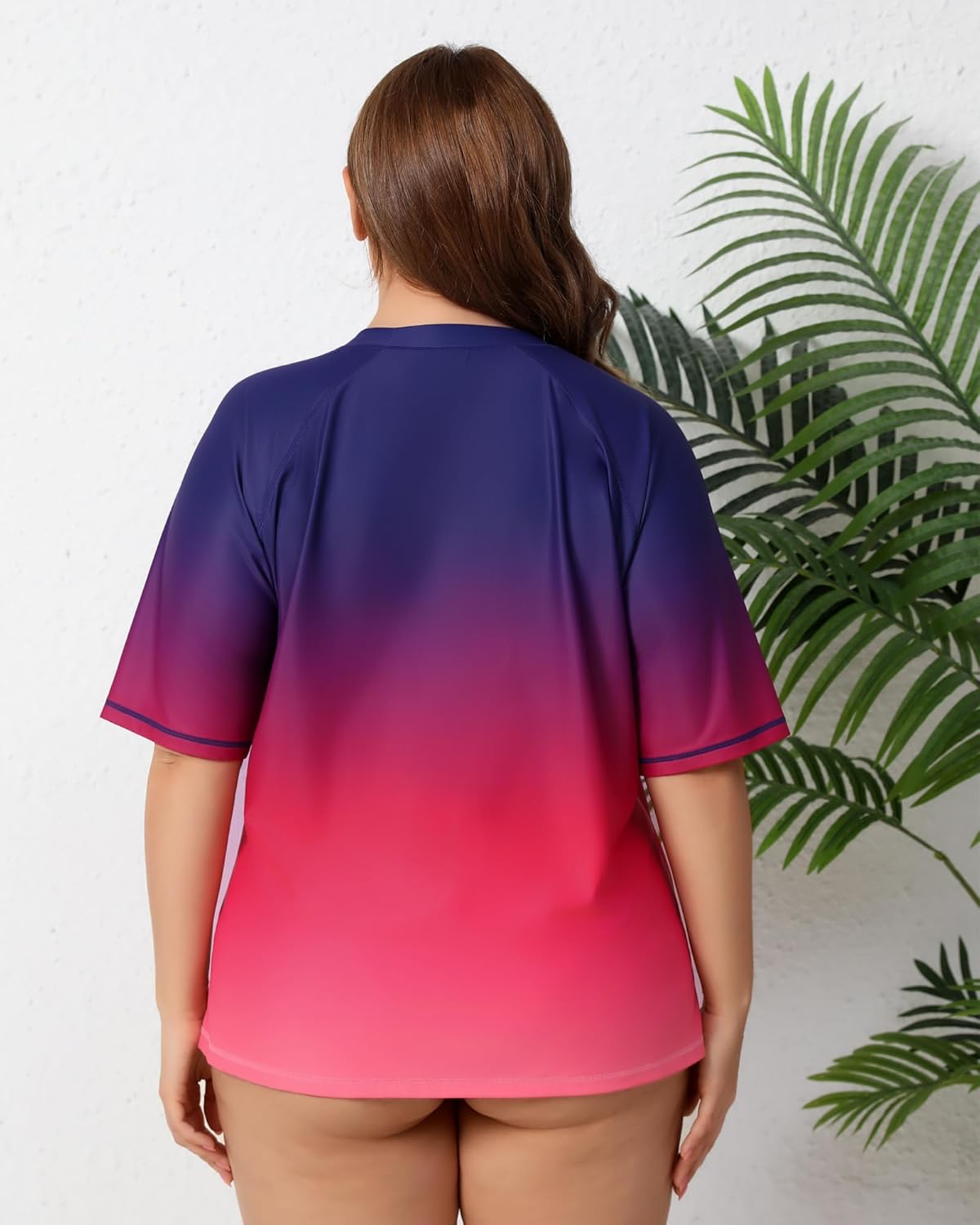 Halcurt Women's Plus Size Rash Guard Short Sleeve Swim Shirts Loose Fit UPF50+ Sun Protection Swimsuit Top Only