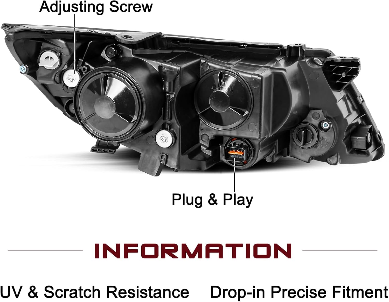 JSBOYAT Fit for 2011 2012 2013 Kia Optima Headlight Assembly Headlamp Replacement Left Driver Side w/o bulbs