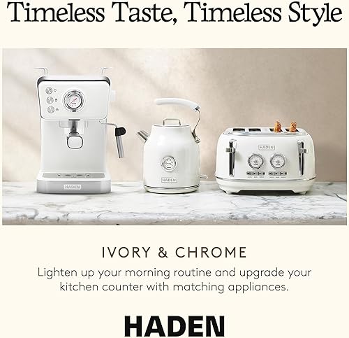 Miniatura 5 de Máquina de café espresso HADEN Barista Brew, máquina de espresso de acero inoxidable con espumador de leche y función de vaporizador y tanque