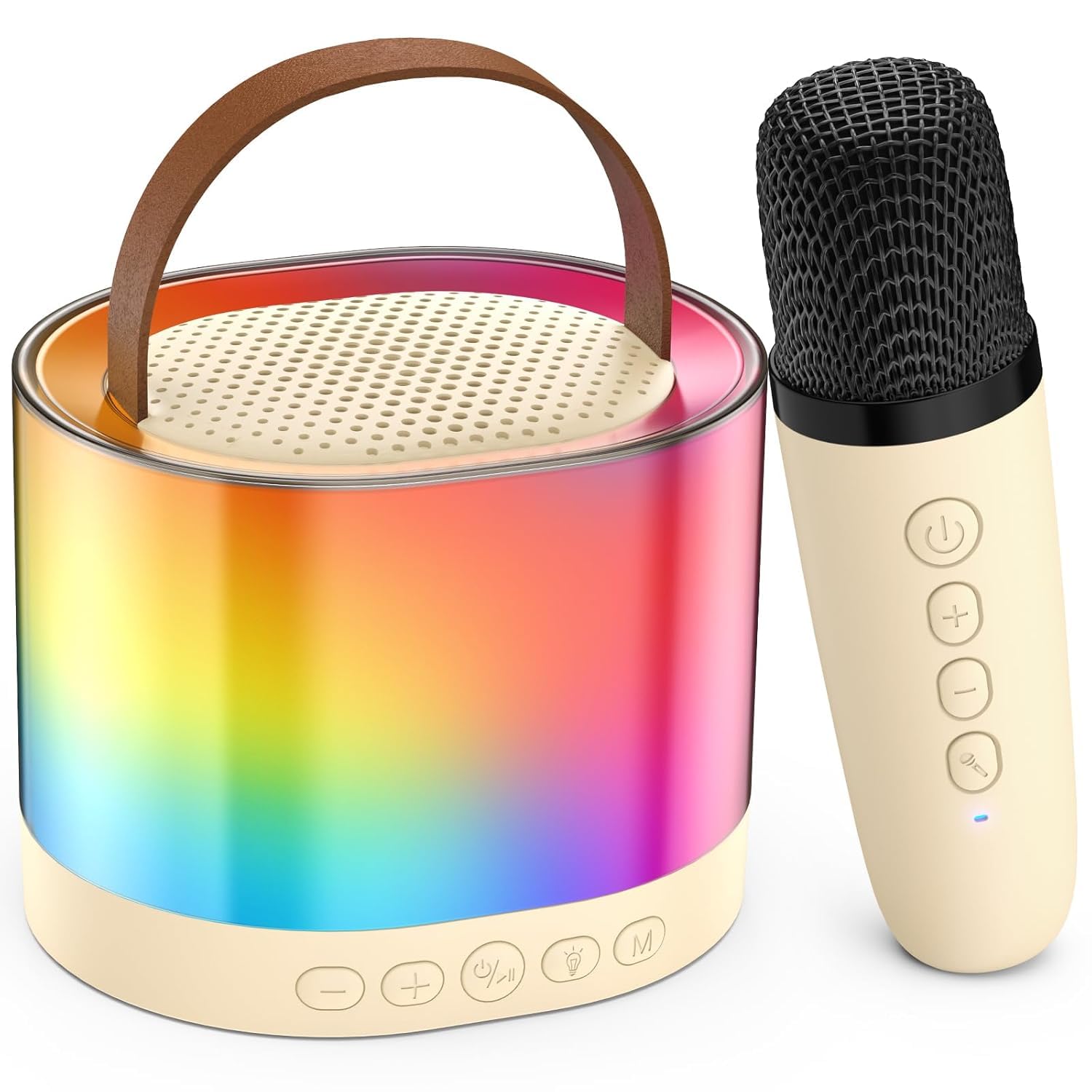 QLECT Portable Karaoke Bluetooth Speaker with Wireless Mic, 5W HiFi Sound, RGB LED Lights, Voice Change Effects, Rechargeable, for Kids & Adults, Home & Outdoor Party(Bidge)