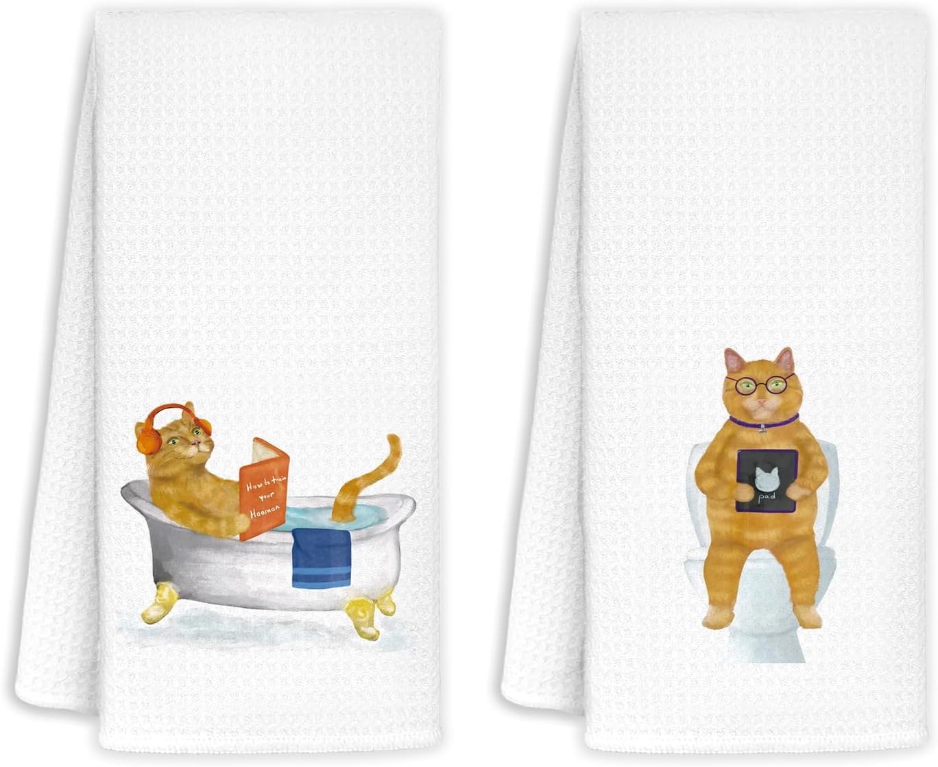 Amazon.com: Jvpke Funny Cat Towel for Bathroom Set of 2 - Orange Cat ...