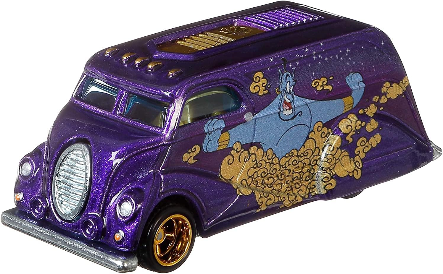 Hot Wheels Disney Toy Car, Premium Die-Cast Aladdin Deco Delivery Vehicle in 1:64 Scale with Real Riders Tires & Metal/Metal Body & Chassis