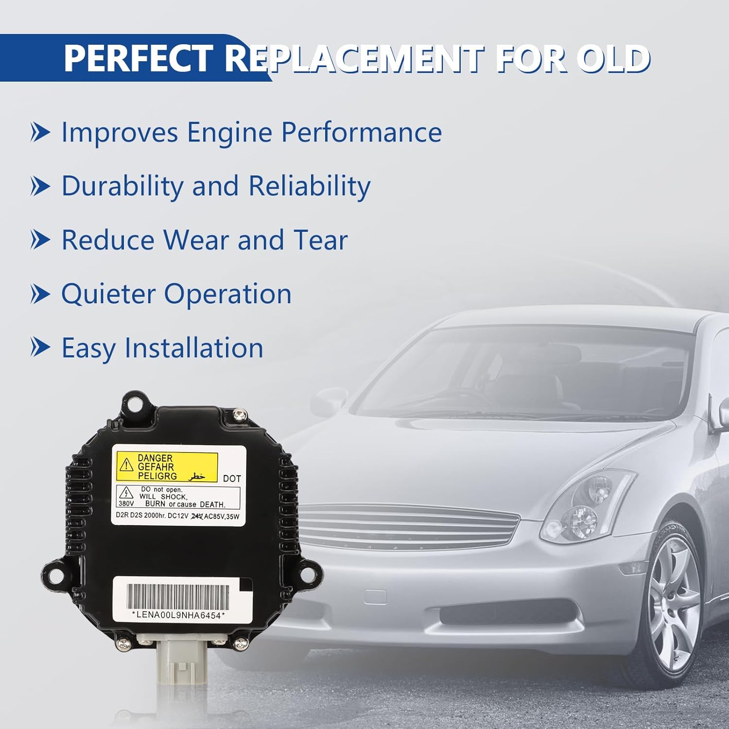 Set of 2 Xenon HID Headlight Ballast Control Unit with Igniter & D2S Bulb for Altima, 350Z, 370Z, Maxima, Murano, Rogue, G35, G37, FX35, QX56 - Replace# 28474-8991A, 28474-89904, NZMNS111LAN