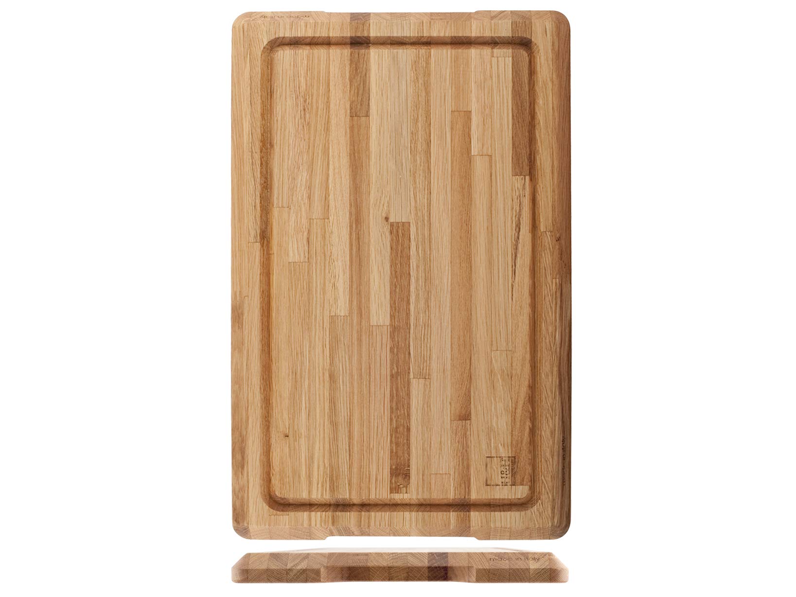 H&H Tagliere Professionale in Rovere con Bordo Raccoglisugo cm 55x35x3,2h