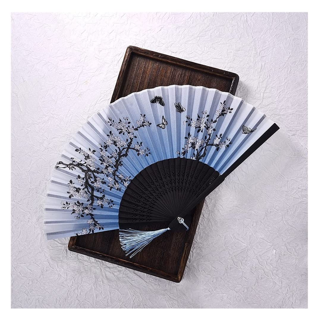 Display Fans Retro Chinese Japanese Bamboo Folding Fan Dance Hand Home Decoration Ornaments Hand Held(F)