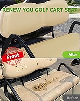 Vista 4 de SCITOO Cojines de repuesto para asiento delantero de carrito de golf, asiento de cojín de carrito de golf para Club Car DS, Buff, juego de 2 piezas