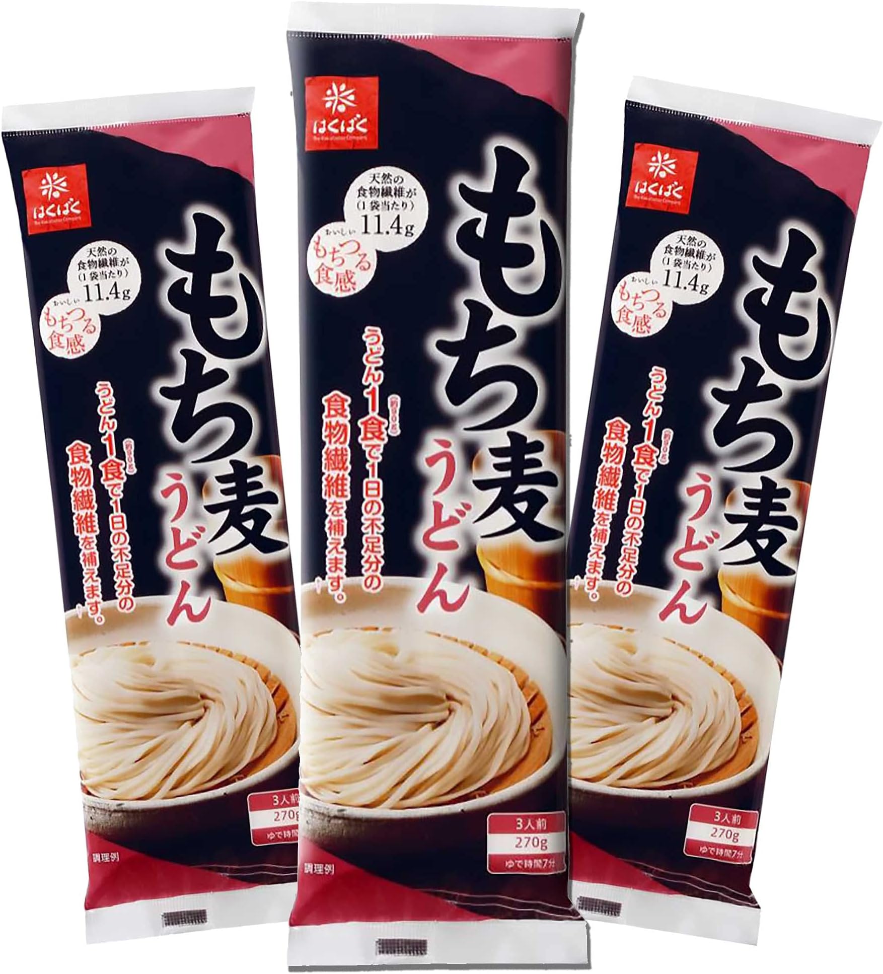 Hakubaku Mochimugi Udon noodle with Dietary Fiber from barley, 9.5 oz - 3 pack