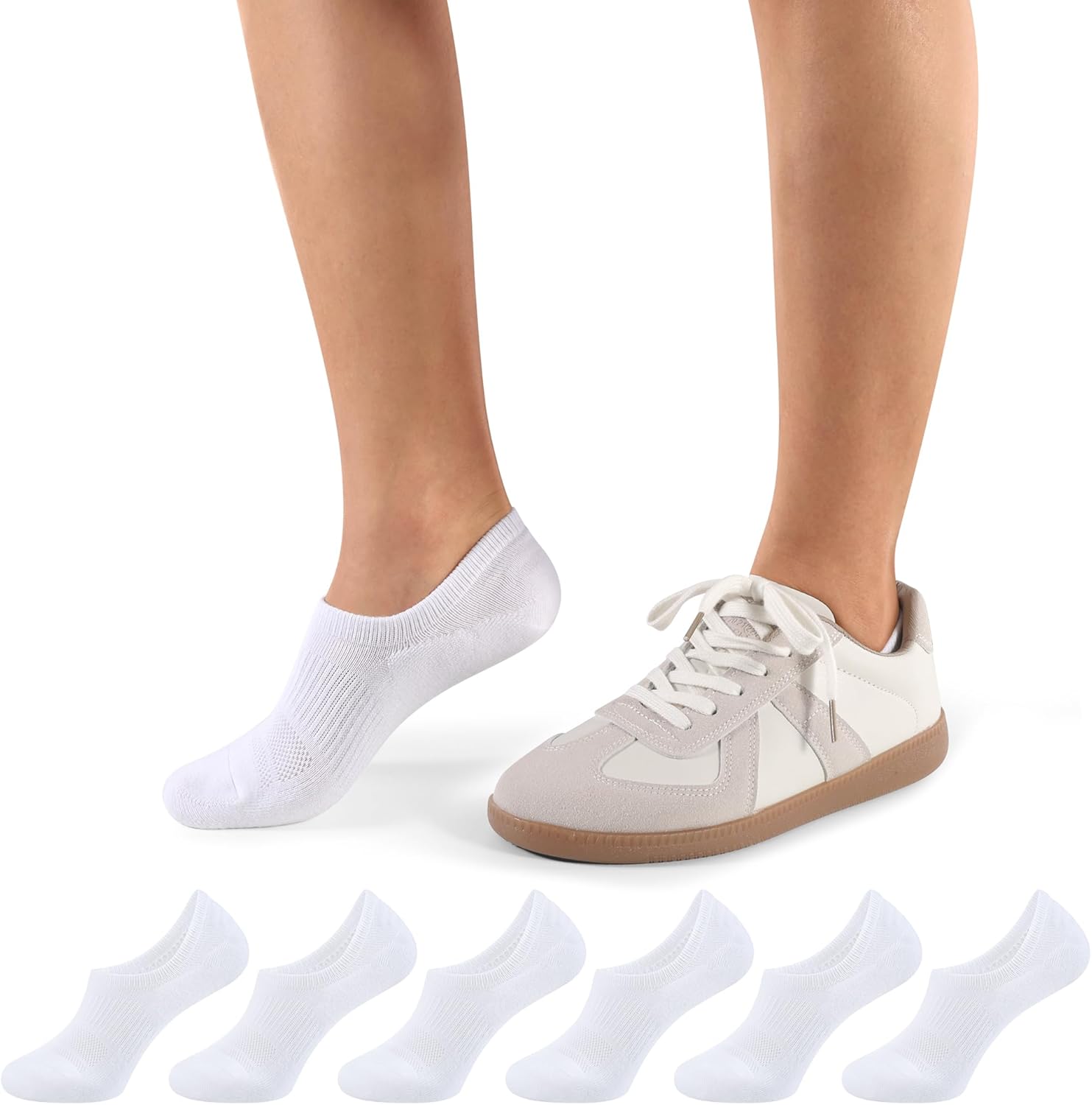 CLOSEMATE No Show Ankle Socks for Women Cushioned Low Cut Non Slip with Silicone Grips 6 Pairs