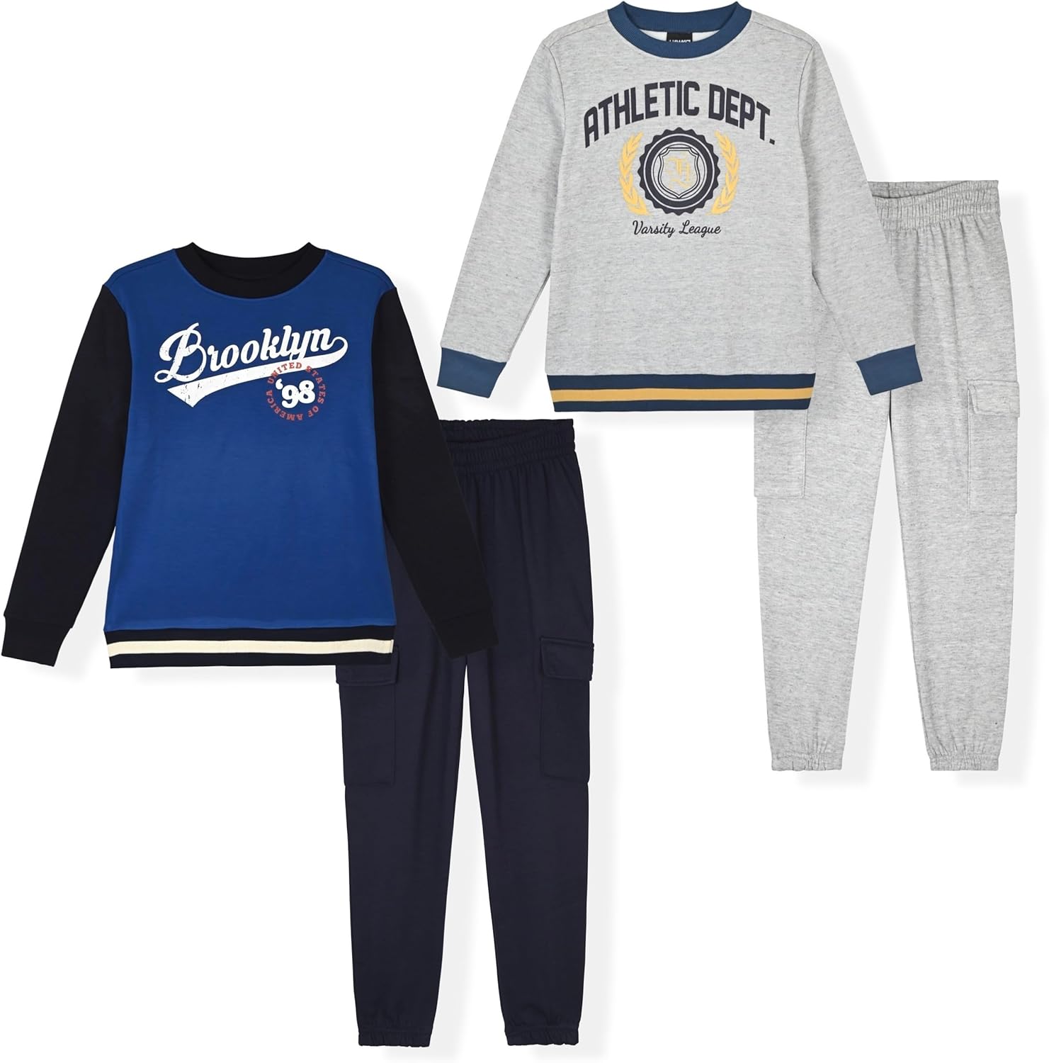 TONY HAWK Boys Jogger Sets for Kids 2 Pack Fleece Hoodie and Pull-On Sweatpants for Kids Skateboarding