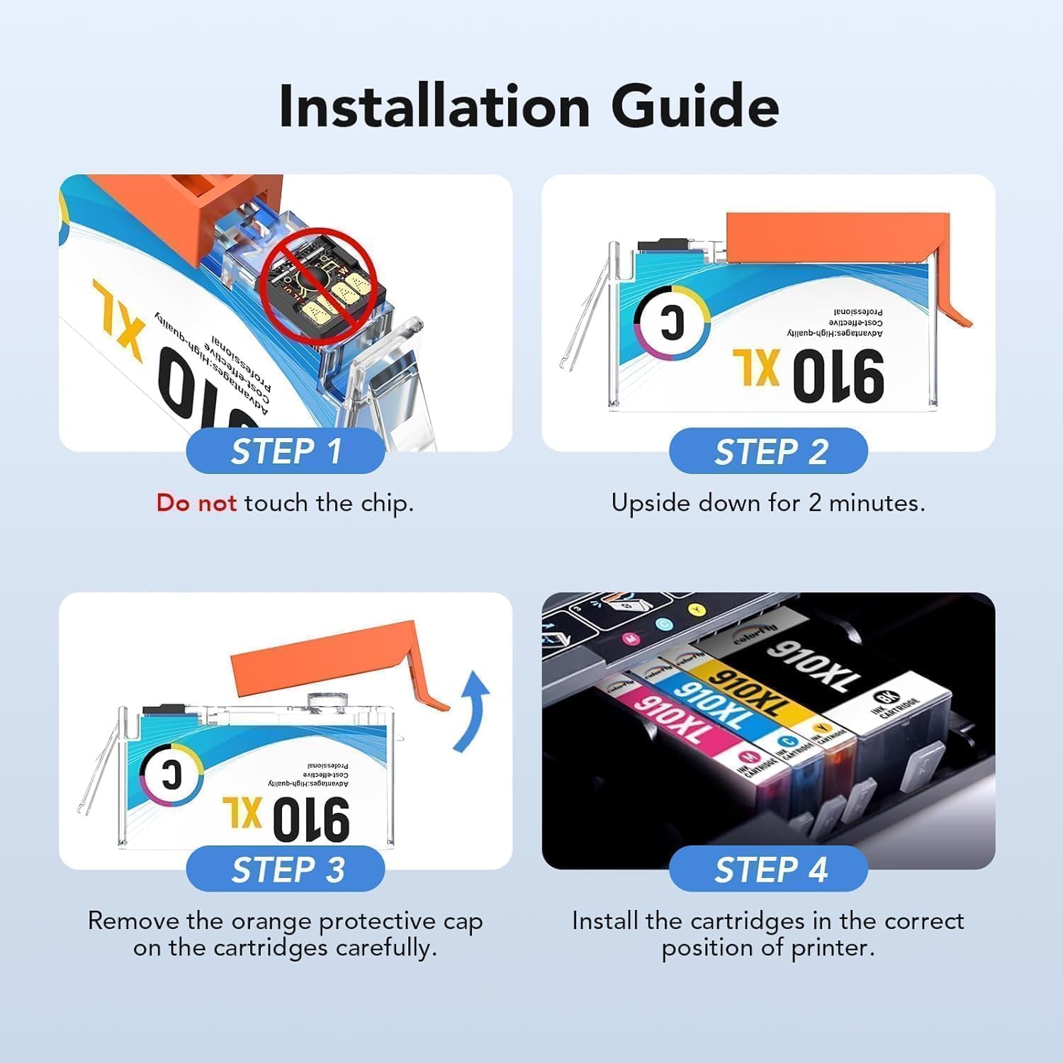 910XL Ink Cartridges Combo Pack Replacement for HP Ink 910 XL Color and Bla