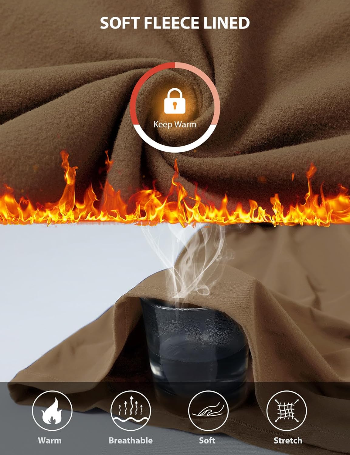 baleaf Women's Thermal Long Sleeve Shirts Fleece Mock Neck Top Warm Undershirts with Detachable Neck Gaiter Thumbholes - Image 5