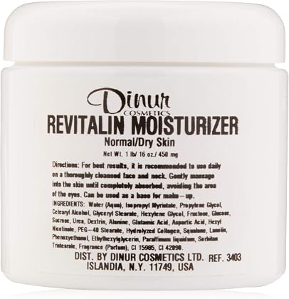Dinur Cosmetics Revitalin Moisturizer for Dry/Normal Skin Day & Night Cream Improves Skin Elasticity & Tightness Removes Wrinkles Lines 16 oz, 450 mg