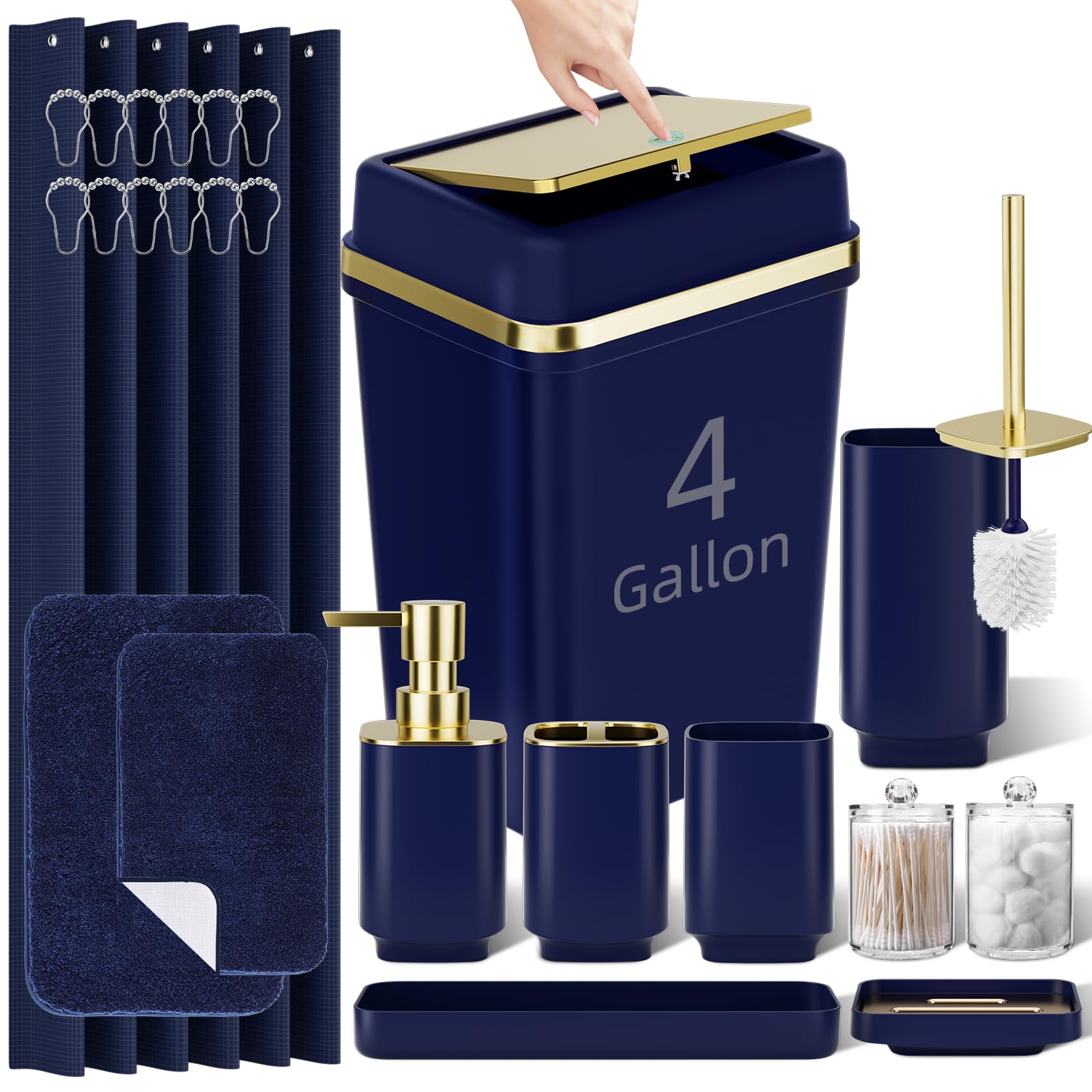 Juego de accesorios de baño completo con portacepillos y dispensador de jabón en cerámica