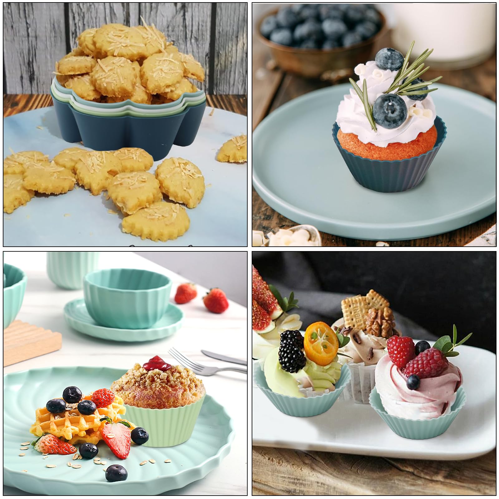 24 Stück Silikon Muffinformen Set - 6 Verschiedene Formen, BPA-frei & Spülmaschinengeeignet