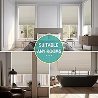 Vista 6 de Changshade Persianas Celulares Opacas, Persianas de Panal para Ventanas sin Cordón con Rieles de Aleación de Aluminio, Tela de Color Combinado