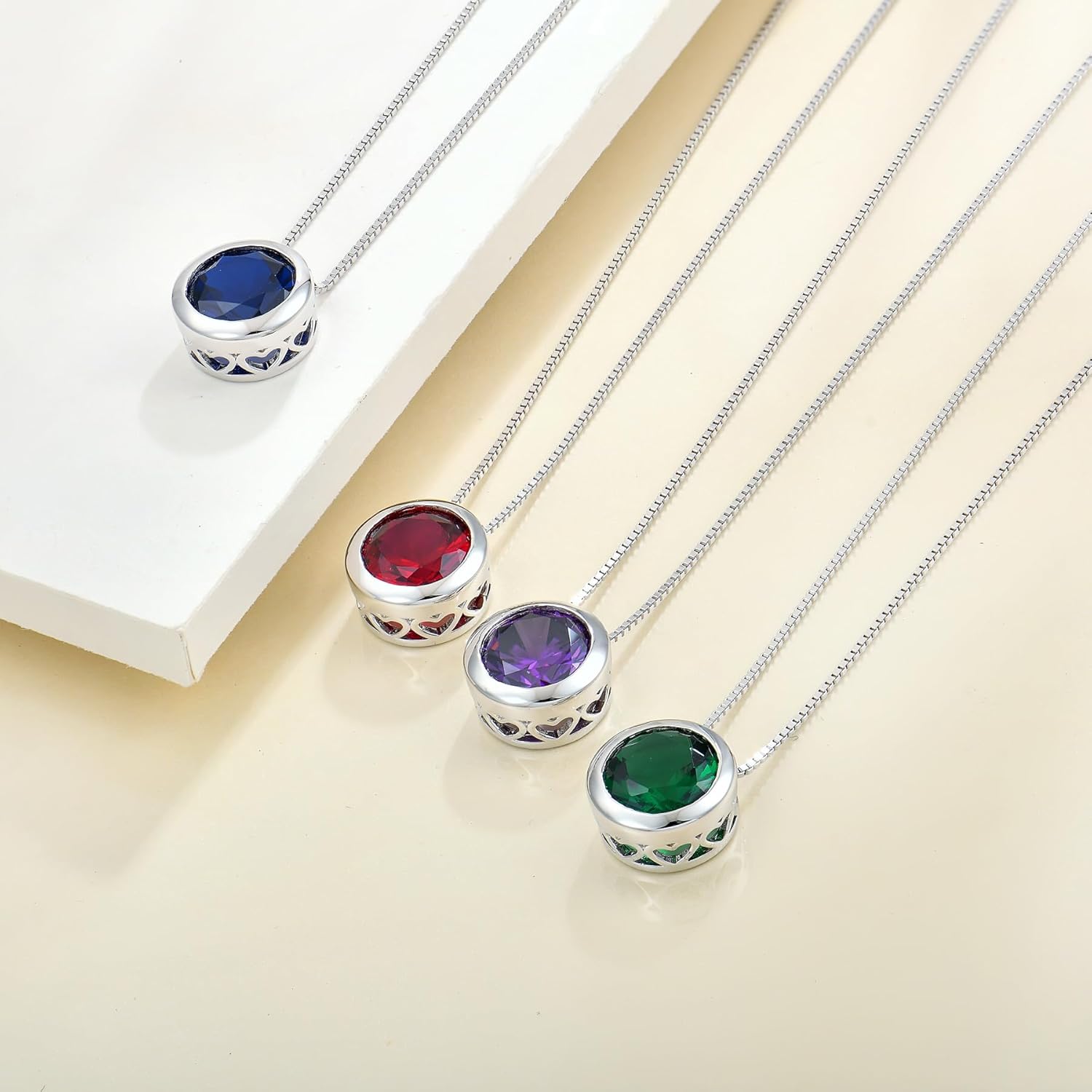 YL Round Solitaire Necklace 925 Sterling Silver Polished Classic Pendant 10 MM Birthstone Jewelry for Women - Image 5