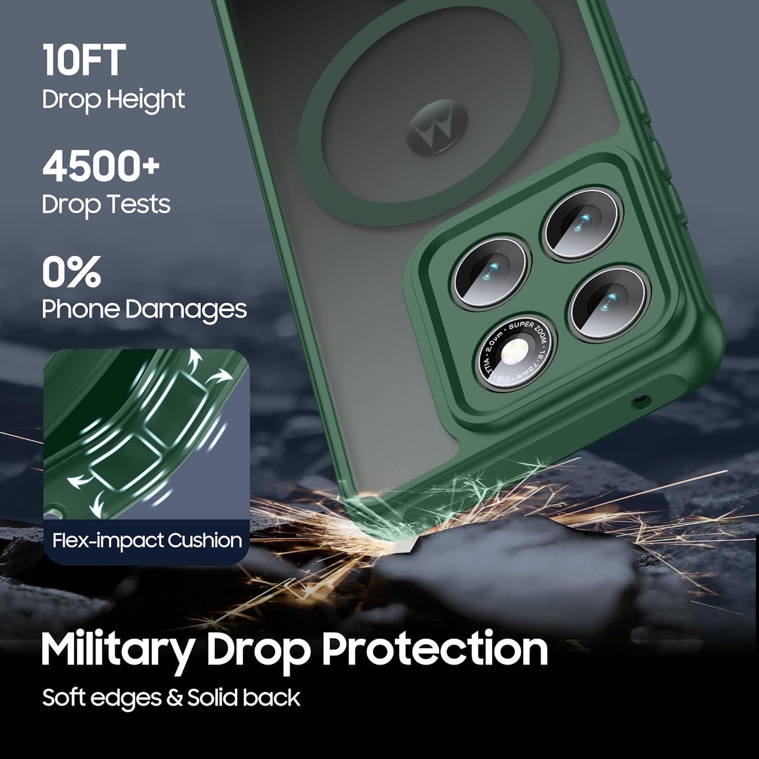 Magnetic for Motorola Moto Edge 2025 Case [Compatible with MagSafe] Slim Thin Translucent Matte Phone Case with Camera Cover, Military Grade Drop Proof Silicone Bumper, Green - Image 7