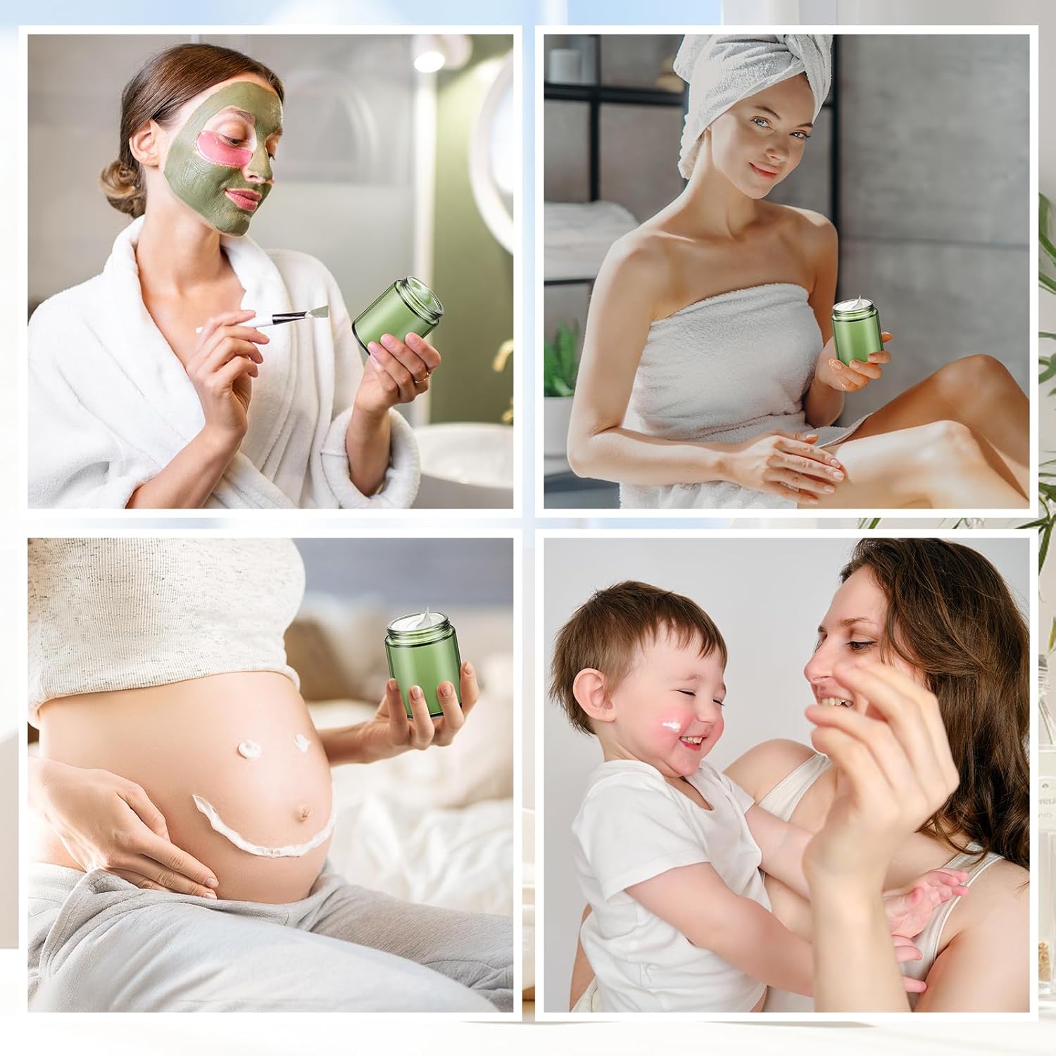 Domensi 24 Pcs 6oz Glass Jars with Lids Leakproof Round Airtight Empty Cosmetic Jars with Inner Liners Lid for Storing Lotions Spices Ointments Food Storage (Olive Green)