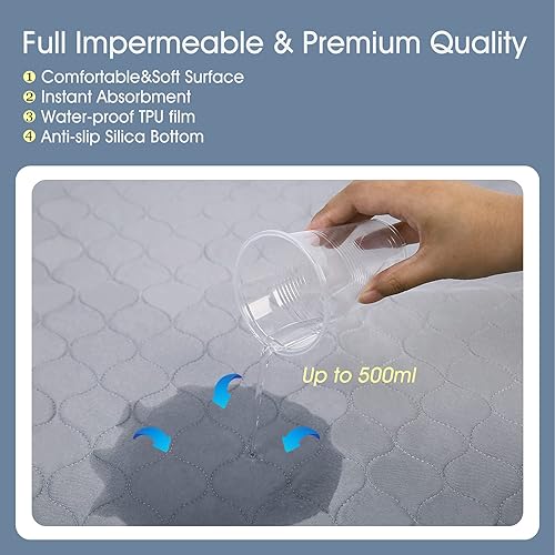 Miniatura 4 de Naivees 3 almohadillas lavables para orina para mascotas de 48 x 60 pulgadas y guantes de aseo para mascotas, almohadillas reutilizables para orina