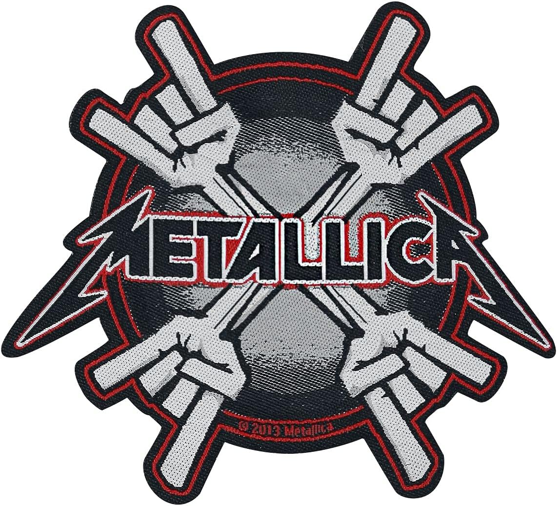 Metallica Patch Metal Horns Band Logo Official Black Cut Out 10Cm X 9Cm Size Accessory Size