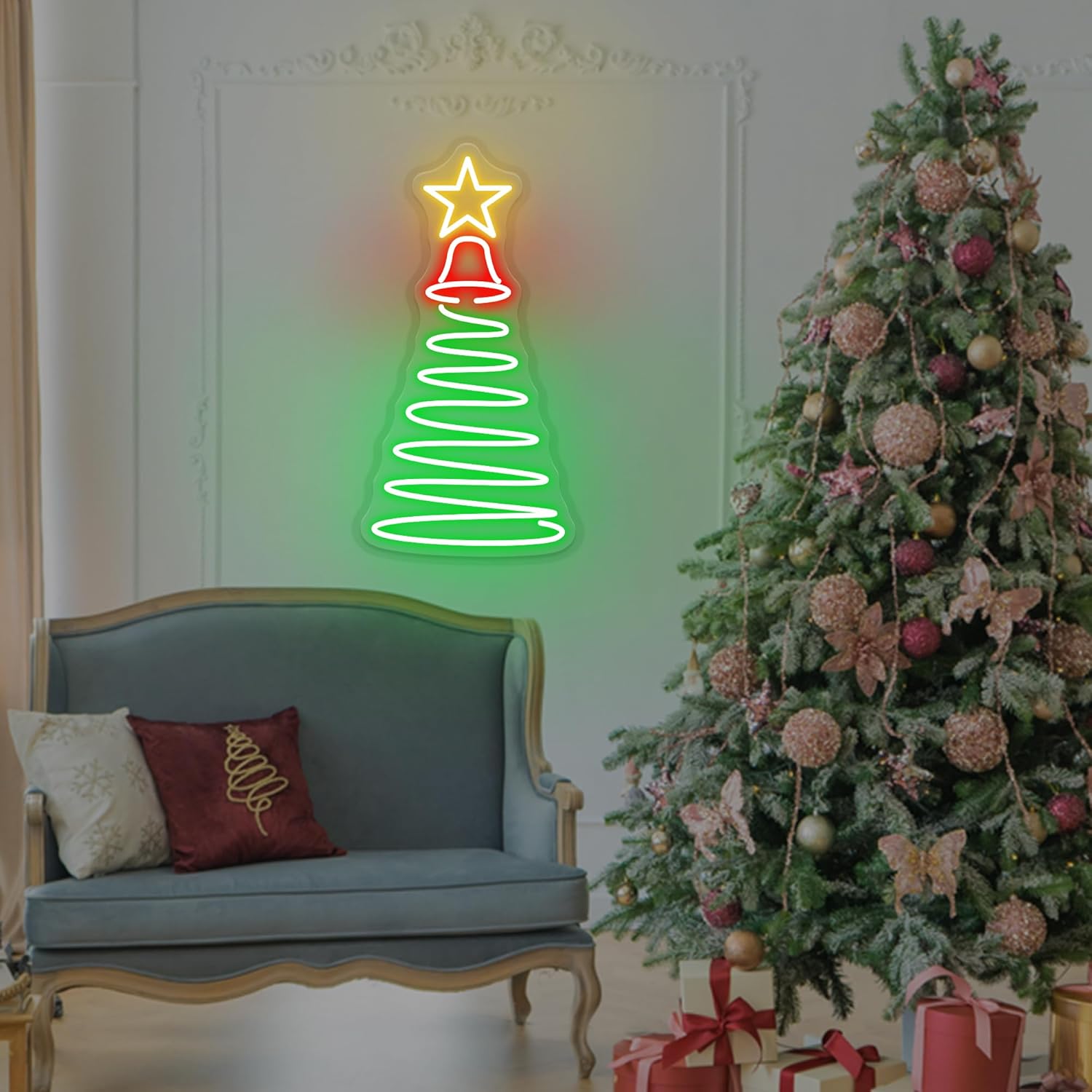 Christmas Decor Neon Sign Light Wall Art Gifts, Neon Sign Wall Decorations Bar Pub Club Rave Apartment Home Decor Party