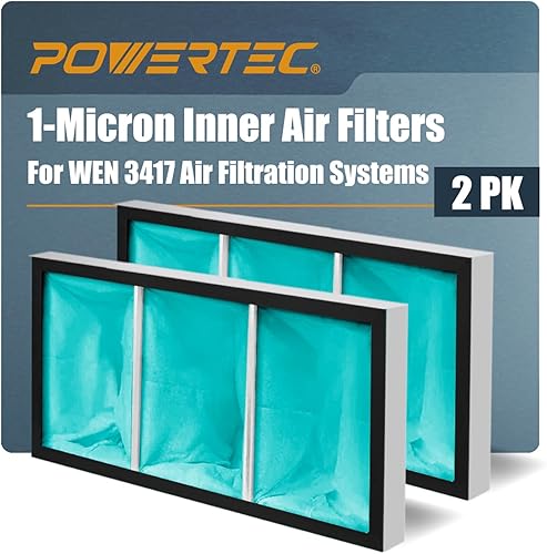 Vista 8 de POWERTEC 75113-P2 Filtro de aire de carbón activado, filtros interiores de 1 micrón para WEN 3417 AF1270/POWERTEC AF1044 AF1045/Powermatic PM1200