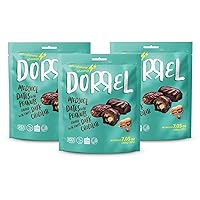 Vista 33 de DORREL - Dátiles cubiertos de chocolate negro belga (Medjool) con relleno de cacahuetes salados, bocadito de chocolate vegano de alta energía