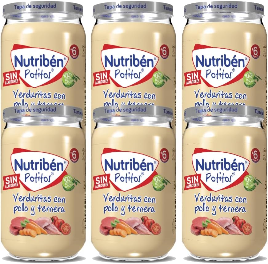 6 tarritos de potitos Nutribén Verduritas con pollo y ternera por 4,18€ (marcando aplicar cupón en compra recurrente)
