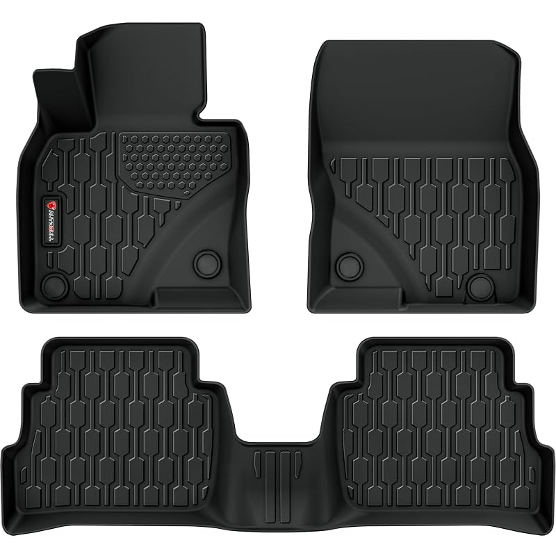 Tapetes automotivos sob medida para Mazda CX-5 2017–2025 em TPE preto, 1ª e 2ª fileiras, 3 peças