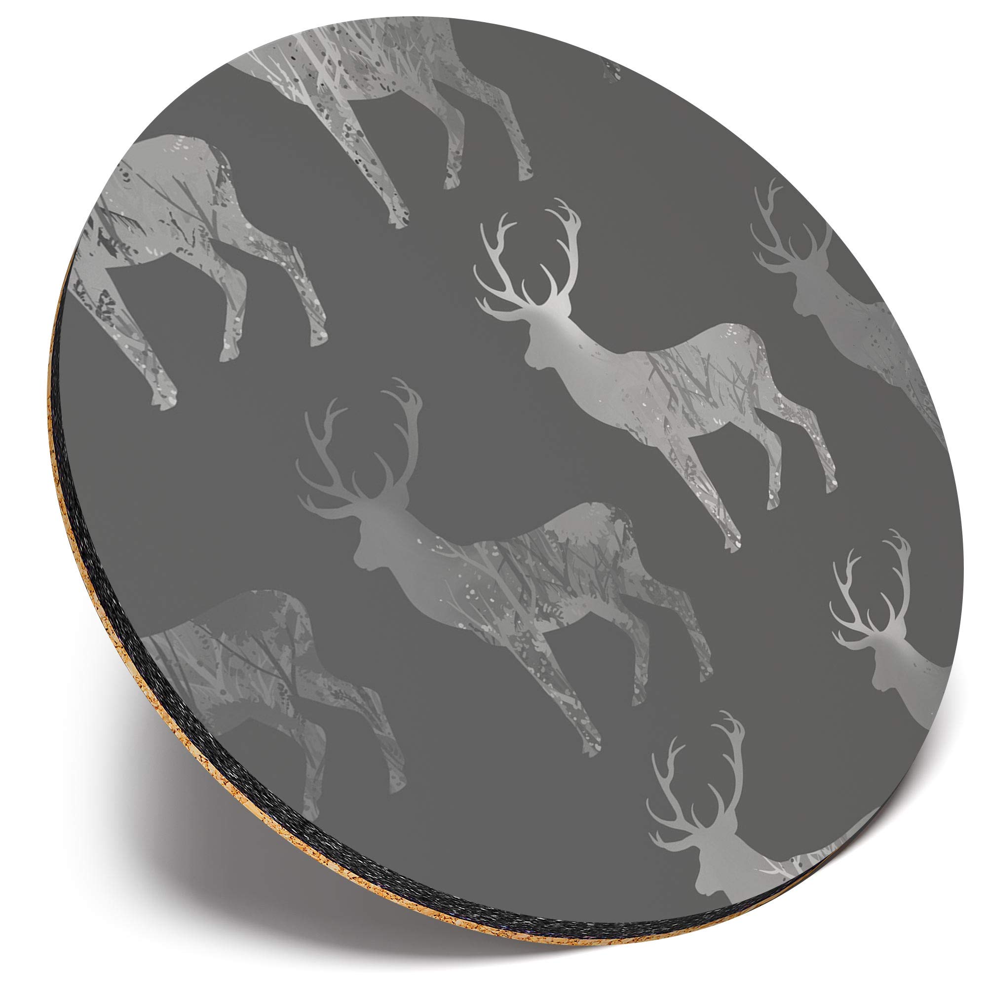 Destination Vinyl Ltd Multicolor Round Single Coaster - Bw - Majestic Stag Deer |Glossy Quality Coasters | Tabletop Protection For Any Table Type #35656