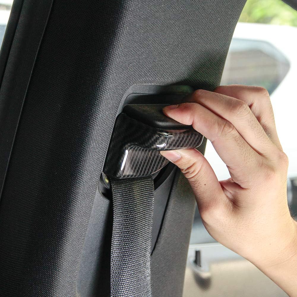 ABS Car Safety Belt Decoration Cover Tirm For Mercedes Benz B200 B CLA GLA Class 2015-2017 Car Accessories (Carbon Fiber)